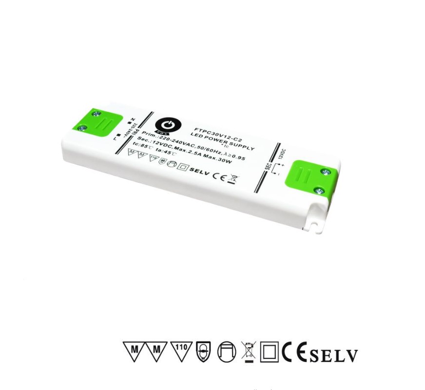 Napájecí led zdroj 12V 30W IP40 plochý